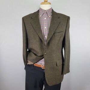 Brandini Le Collezioni Men's Sport Coat Blazer Three Button Tweed Olive Wool 40S